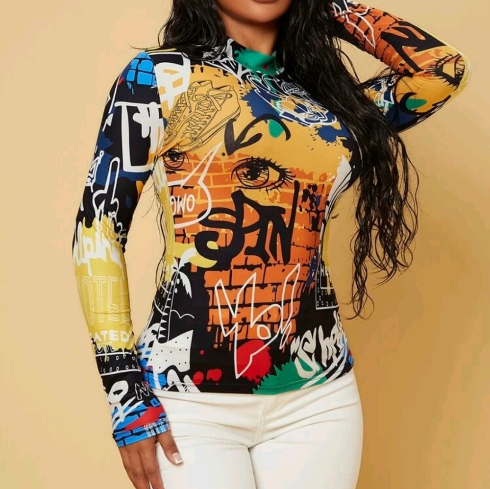 Graphic Print Colorful Top